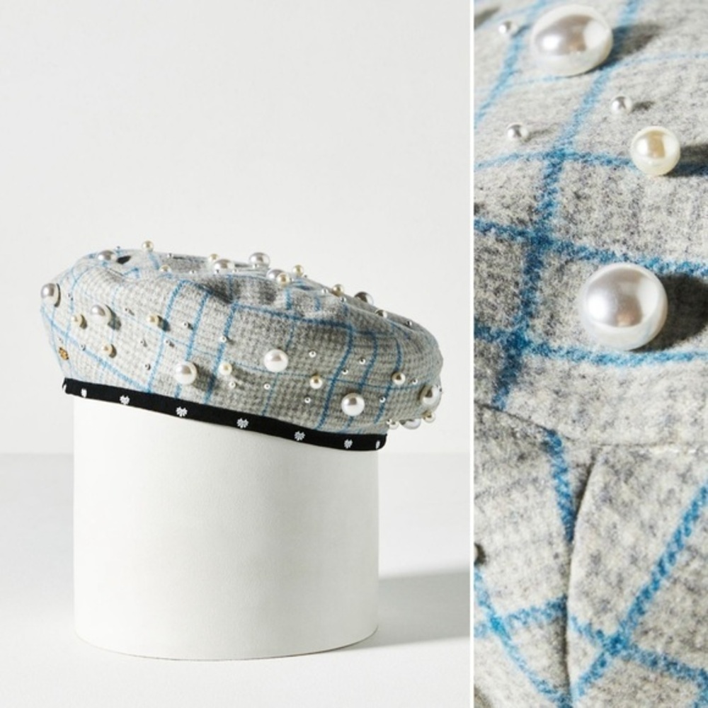 Lele Sadoughi Embellished Beret, Light Blue NWT